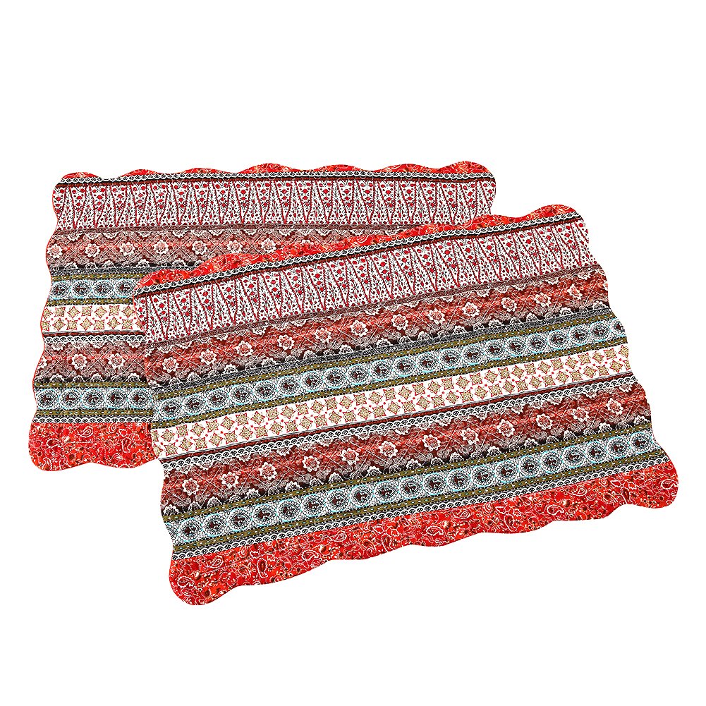 Newlake Quilted Cotton Bed Pillowcases,Striped Classical Style, 2 Pieces, 20X36 Inch