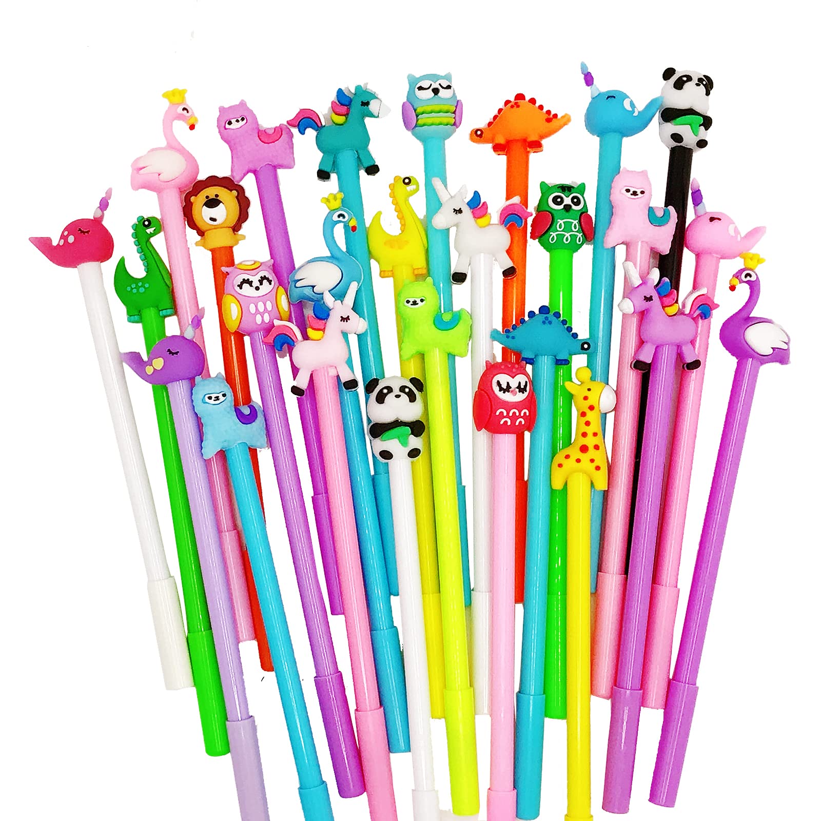 Seekplore 28Pcs Cute Donut Gel Ink Pens Kawaii Pens Cartoon Writing Pens 0.5 Mm Black Ink Cool Pens Novelty Fun Pens For Kids Sc