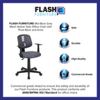 Flash Furniture Flash Fundamentals Mid-Back Gray Mesh Swivel Task Office Chair With Pivot Back And Arms