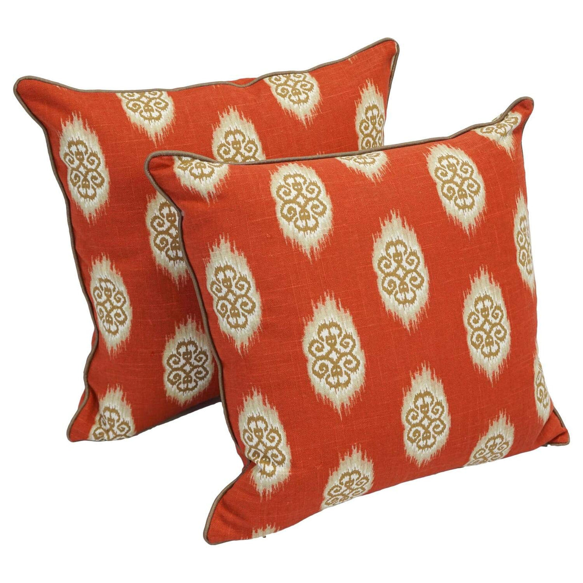 Blazing Needles Corded Printed Throw Pillow, 18&quot;, Red Exotic Imprints 2 Count