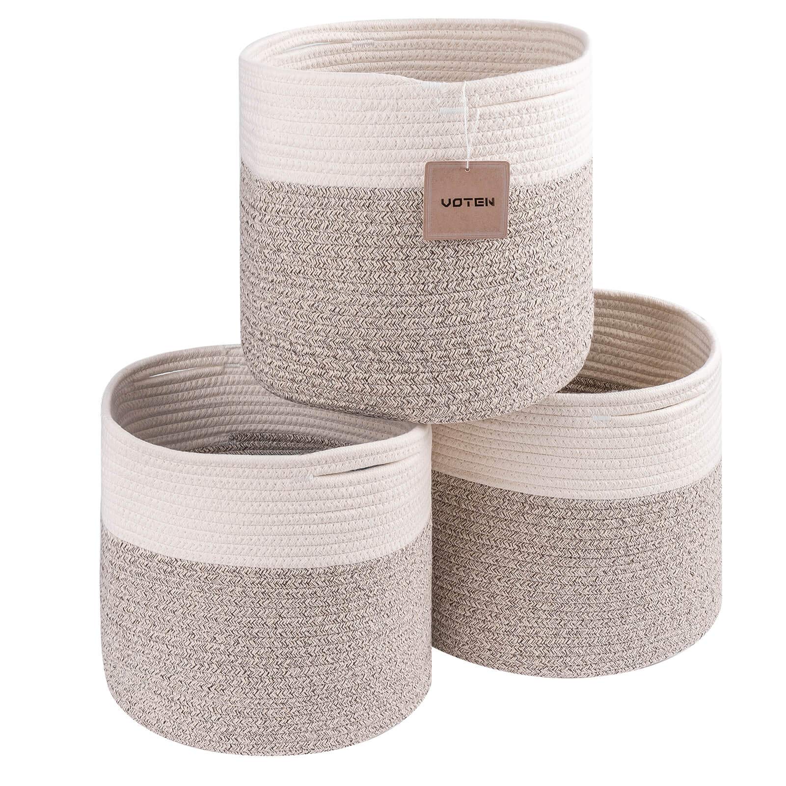 voten Storage Cubes Baskets Bins Organizer 11x11x11 Fit 12x12Cube Storage Organizer Bookcases Shelves,Durable Woven Cotton S