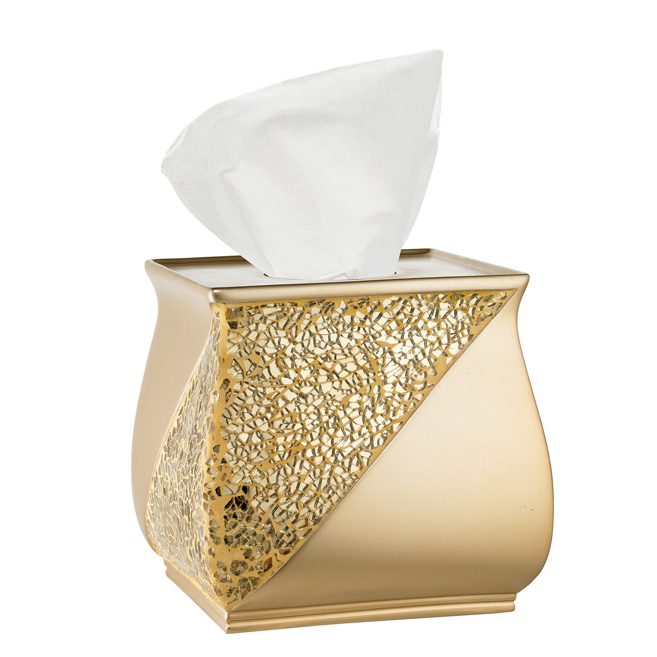 Zahari Home Sinatra Tissue Box Square Tissue Holder for Bathroom Bedroom Living Room, Champagne