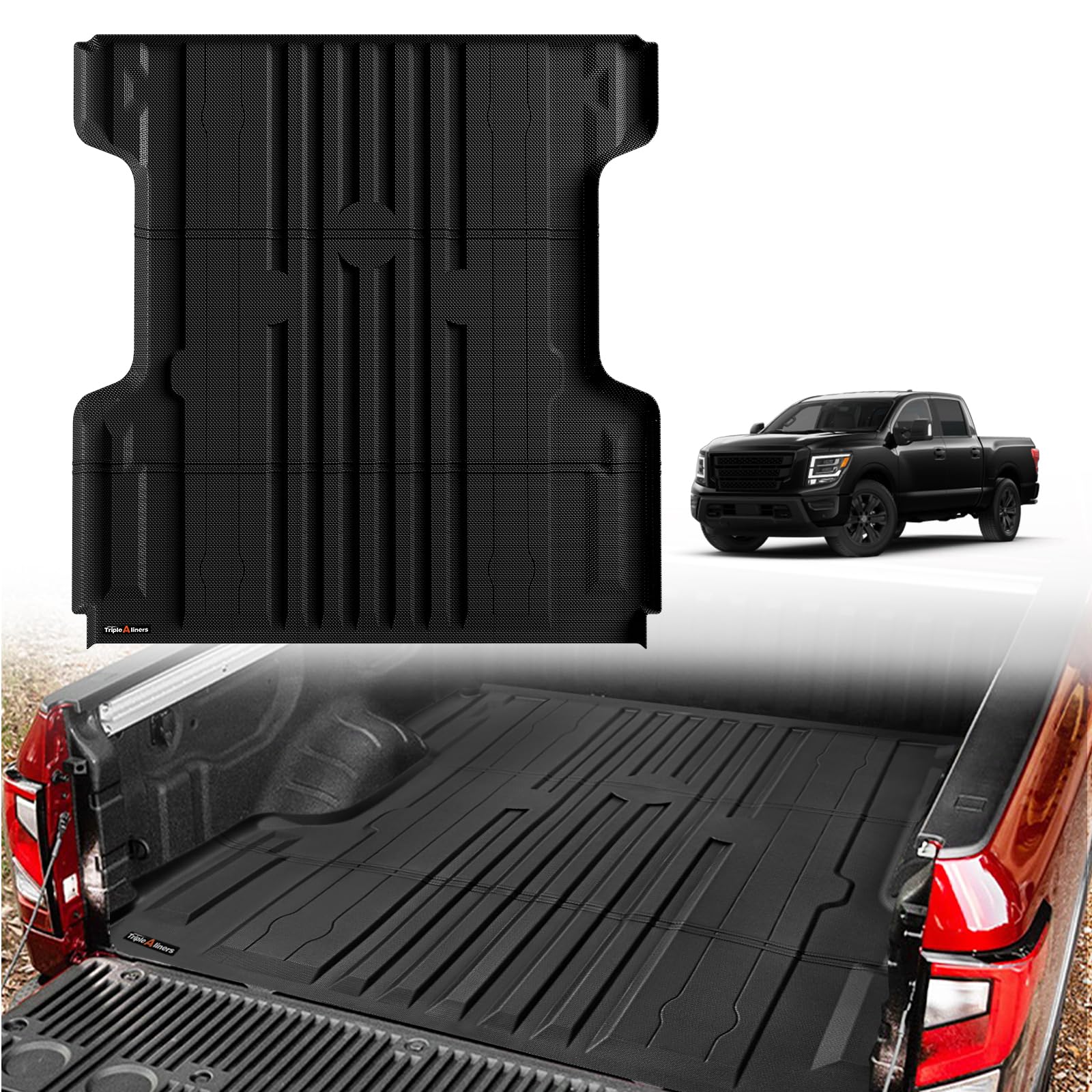 Triplealiners Truck Bed Mat Compatible With 2004-2025 Nissan Titan Accessories 5.5Ft Vehicle Perfectly Flush All Weather Protect
