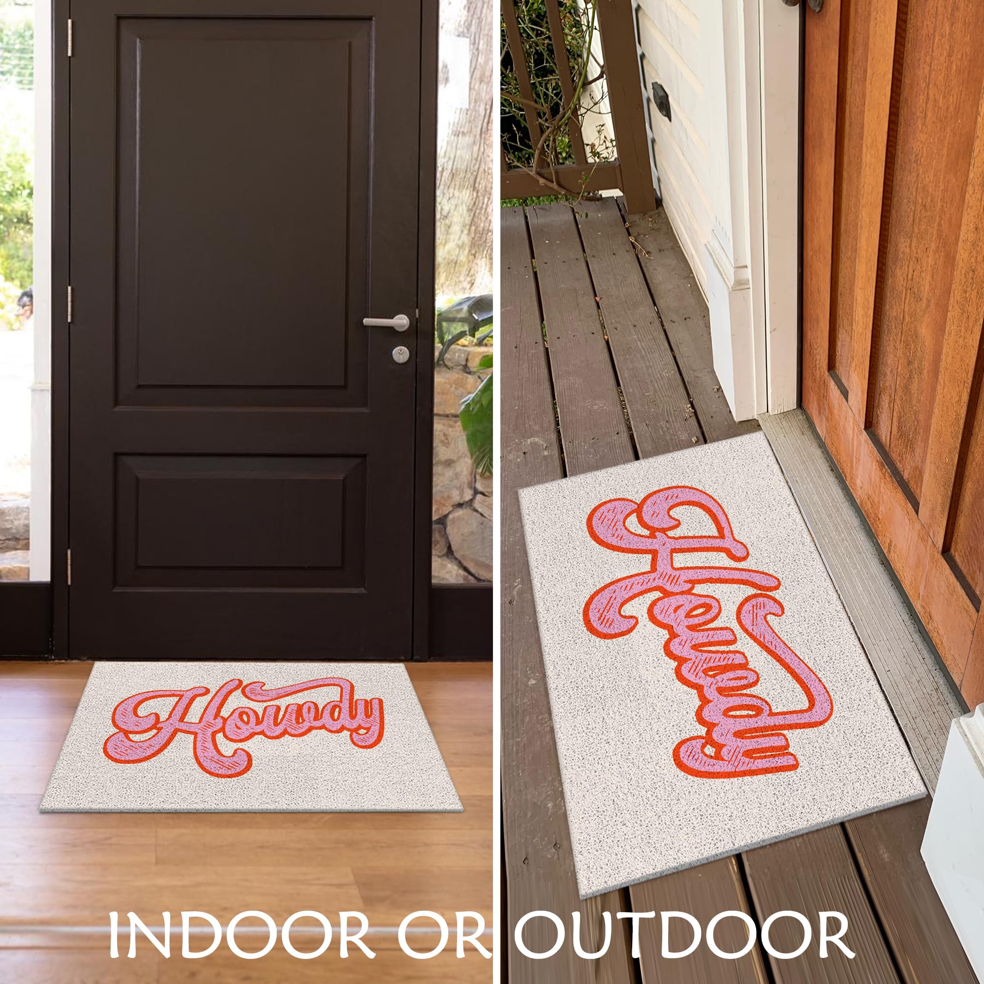 Supwhd Preppy Pink Howdy Door Mats Outdoor - Pink Welcome Mat Outdoor, Western Front Door Mat, Western Door Mat Doormat Outdoor