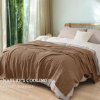 Phf Cooling Muslin King Blanket For Hot Sleepers, 60% Rayon Derived From Bamboo, 40% Cotton For Summer, 4-Layer Breathable Gauze