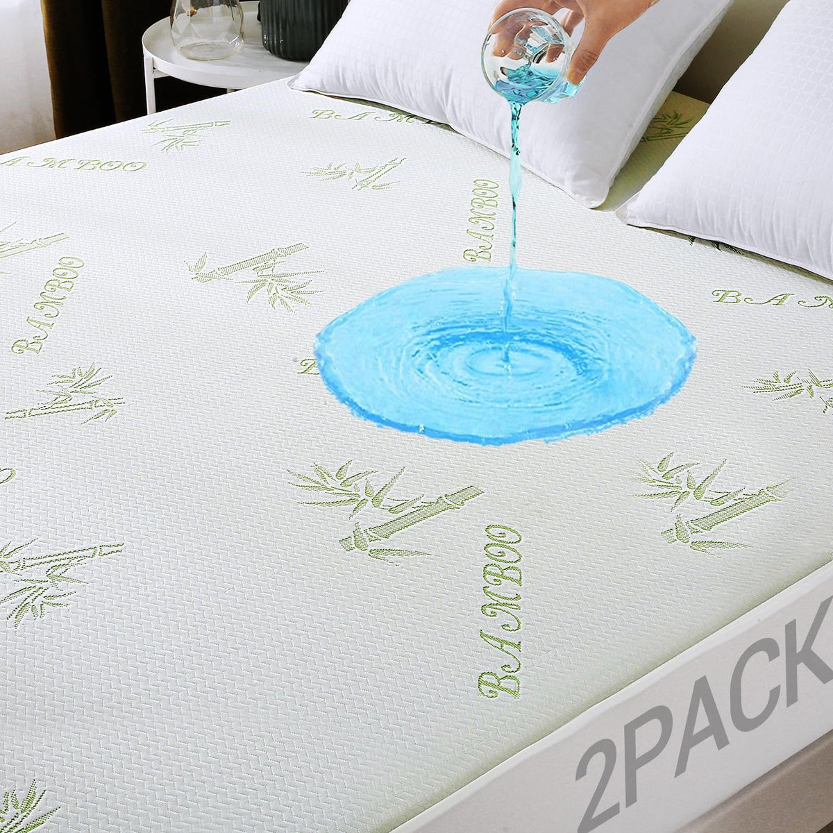 Muxhomo 2 Pack King Mattress Protector, 100% Waterproof King Size Mattress Cover Protector, Cooling And Breathable Mattress Pad