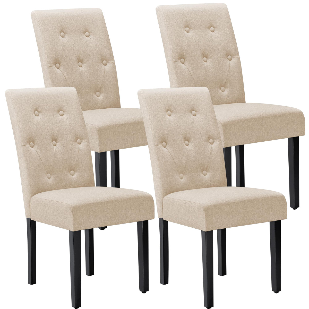 Furmax Ergonomic Dining Chairs Set Of 4, Upholstered Fabric Dinning Room Chairs, Button Tufted Kitchen Chairs With Adjustable Wo