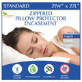 Standard Pillow Protectors (Set Of 4) - Hypoallergenic Pillow Cover Waterproof Dust Allergen Proof Zippered Encasement