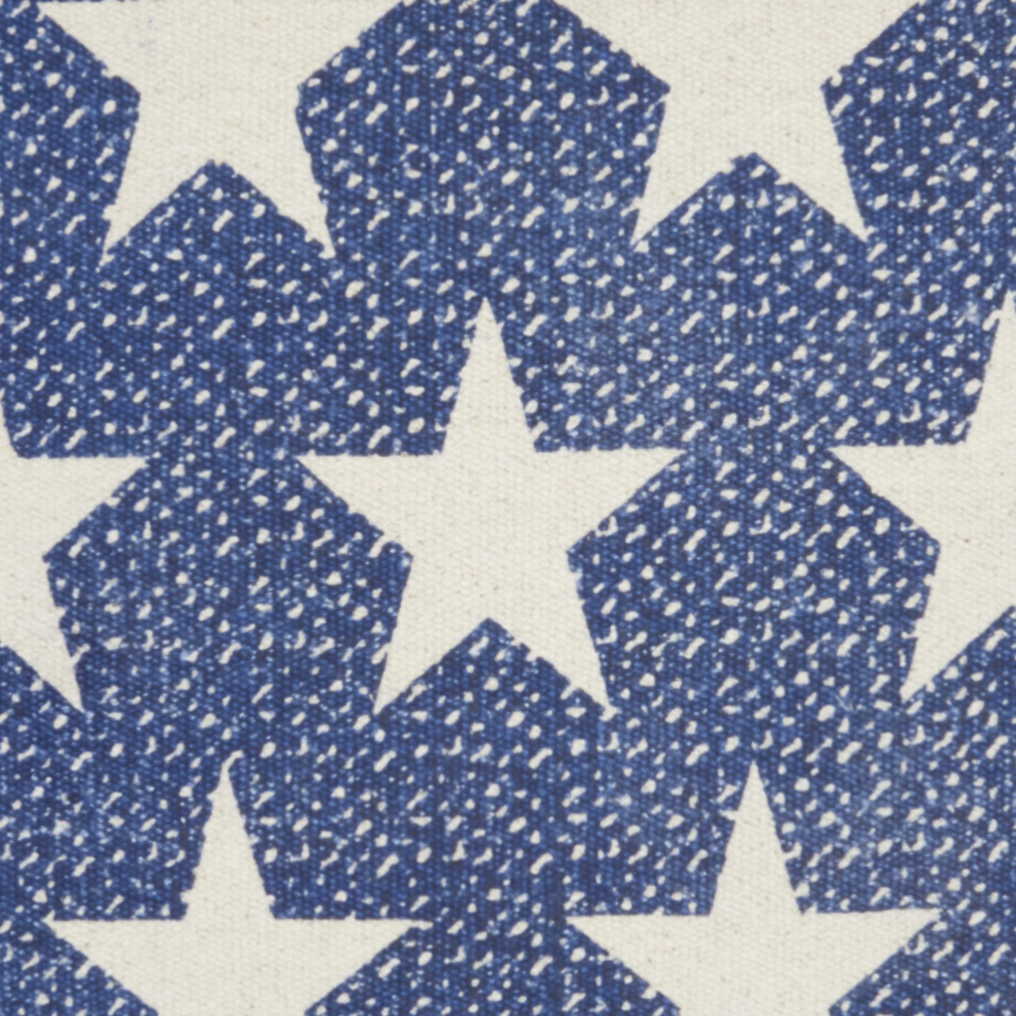 HomeRoots 100% Cotton Navy Blue and Ivory Stars Throw Pillow