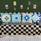 Onway Outdoor Boho Pillow Covers Waterproof 18X18 Set Of 4 Floral Farmhouse Decorative Outdoor Throw Pillows For Bench Couch Pat