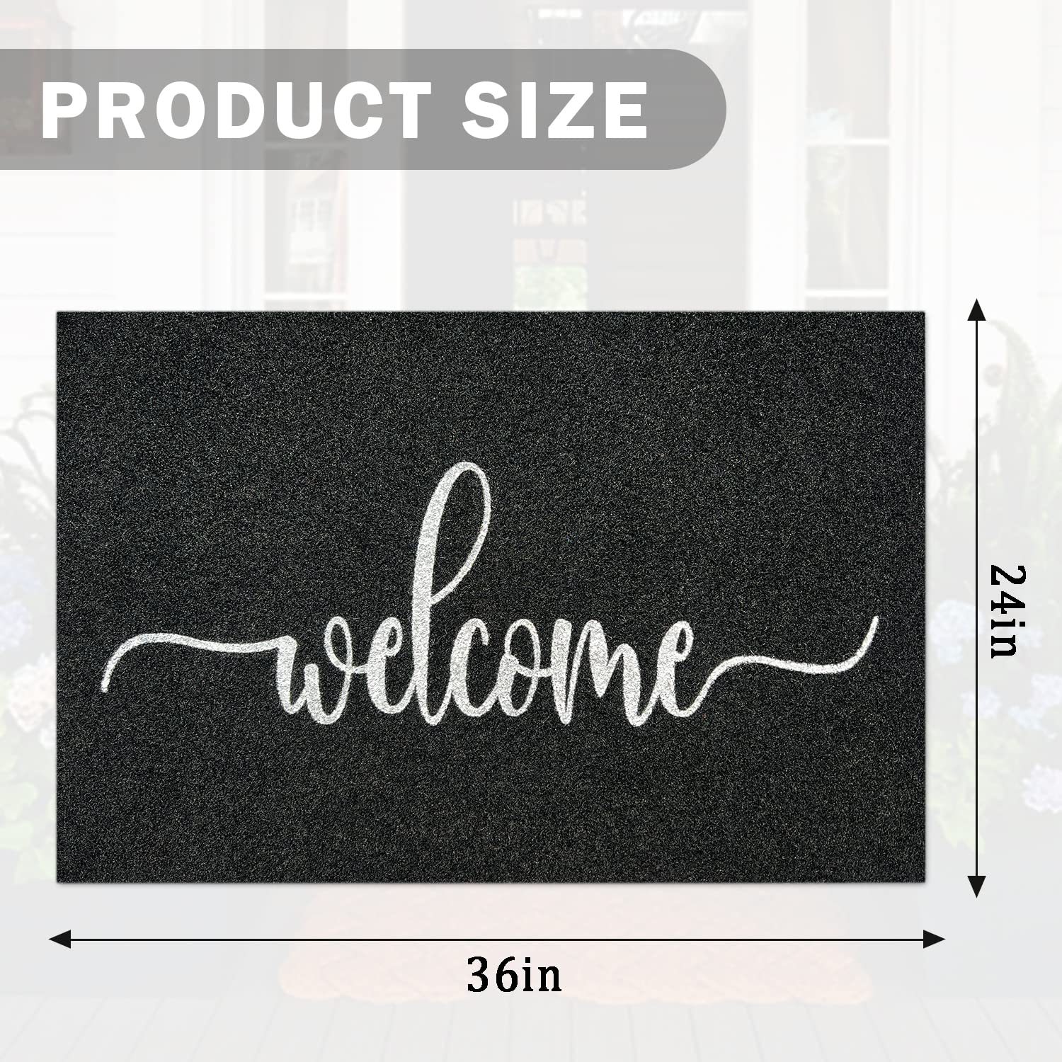 Mwazzll Large Welcome Door Mat Outdoor Indoor Non Slip Doormat 36'X24' Low-Profile Super Absorb Mud Easy To Clean Front Door M