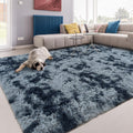 Softlife Blue Tie-Dyed Area Rug 6x9 ft Aesthetic Shage Carpet for Bedroom Living Room Soft Fluffy Rugs with Non-Slip Bottom High
