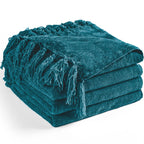 LONG CREATE Chenille Throw Blanket for Couch 50''X 60'', Soft Cozy Throw Blanket with Fringe Tassel for Bed Sofa Chair, Lightwei