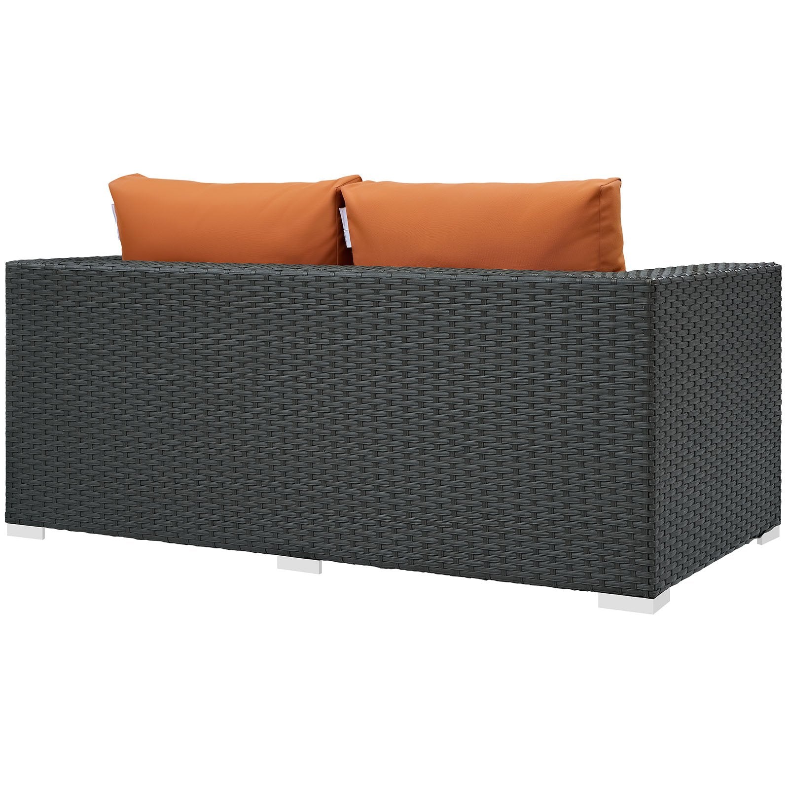 Modway Sojourn Wicker Rattan Outdoor Patio Sunbrella Fabric Loveseat in Canvas Tuscan