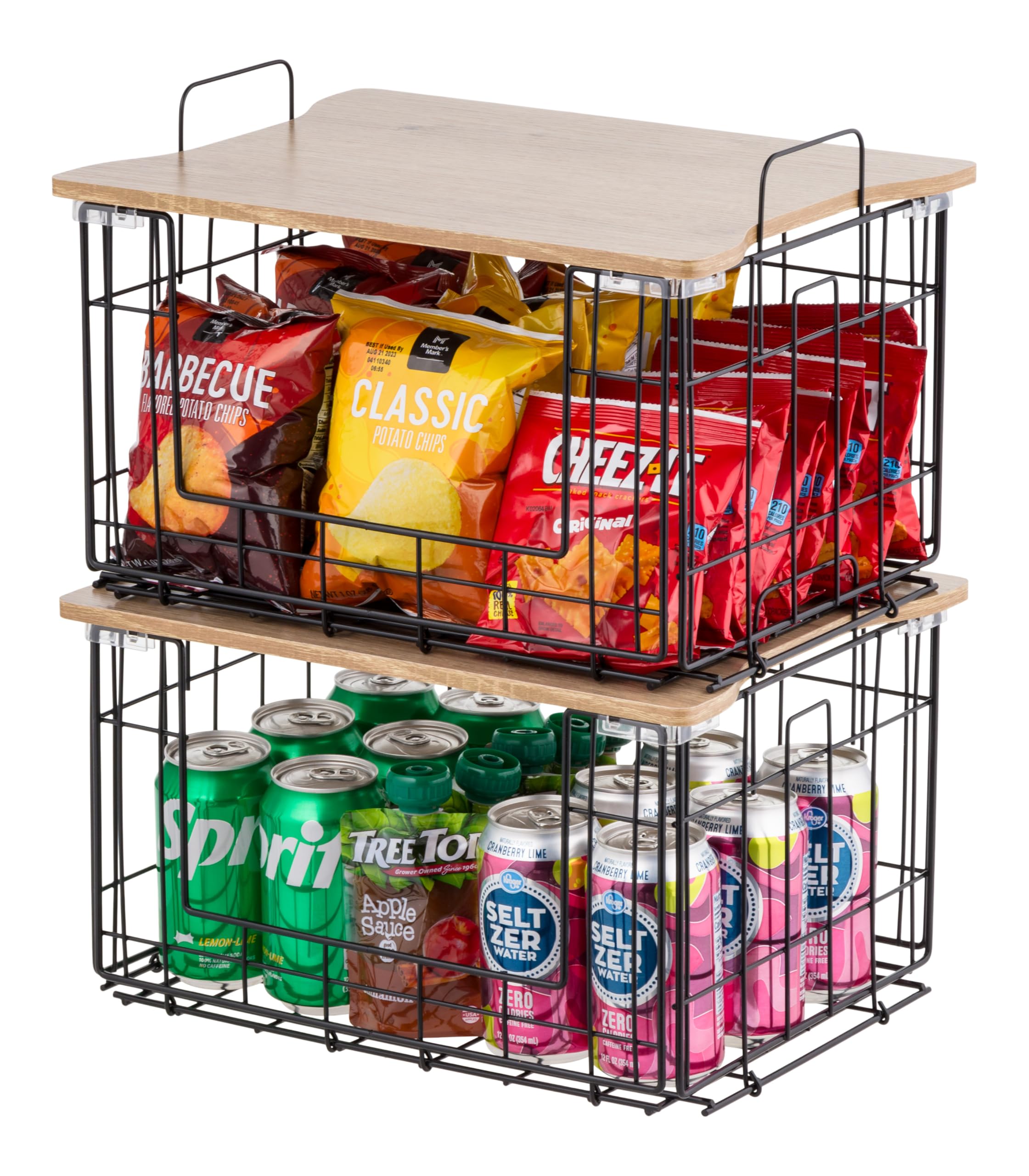 Iris Usa Wire Basket For Pantry Organizers And Storage, 2 Pack, Potato And Onion Storage, Easy Assembly, Stackable Storage Bins,