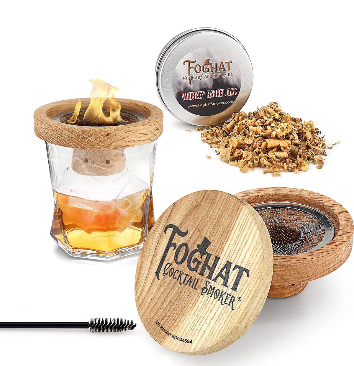 Thousand Oaks Barrel Foghat Cocktail Smoker W/ Bourbon Barrel Wood Shavings-Infuse Cocktails, Wine, Whiskey, Cheese, Meats, Drie