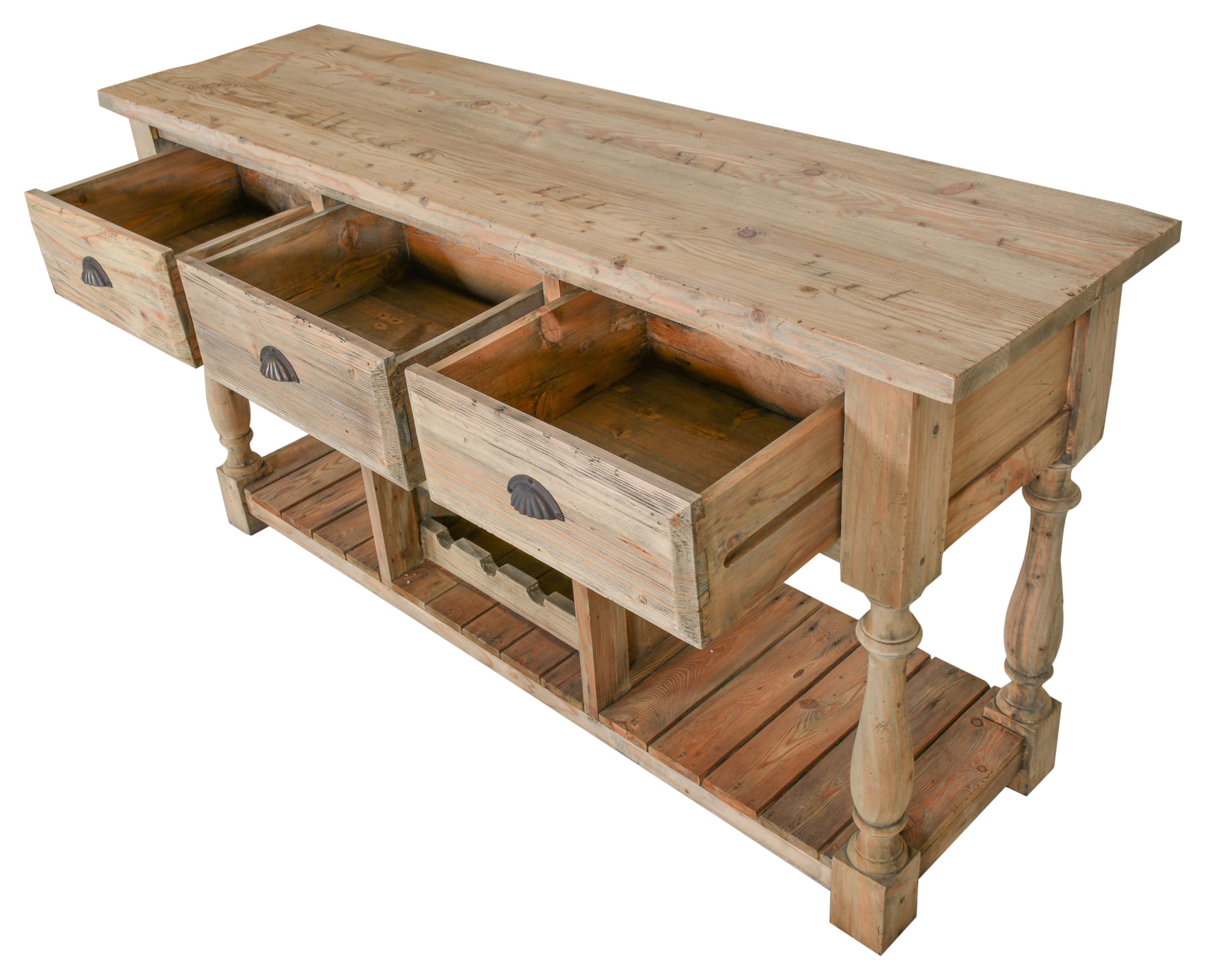 AFD Home Farmhouse Console with Wine Rack in All Natural Finish