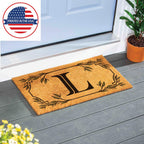 Evergreen Monogram Coir Doormat | Letter L | Front Door Mat For Outdoor Indoor Entrance | 28X16 Inches | Non-Slip Backing Doorwa