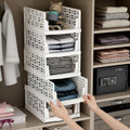 Plantex 5Tier Stackable Plastic Clothes Organizer For Wardrobe/Cupboard/Closet/Drawer/Almirah Space Saver  White