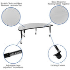Flash Furniture Emmy Mobile 60" Circle Wave Flexible Laminate Activity Table Set with 12" Student Stack Chairs, Grey/Black