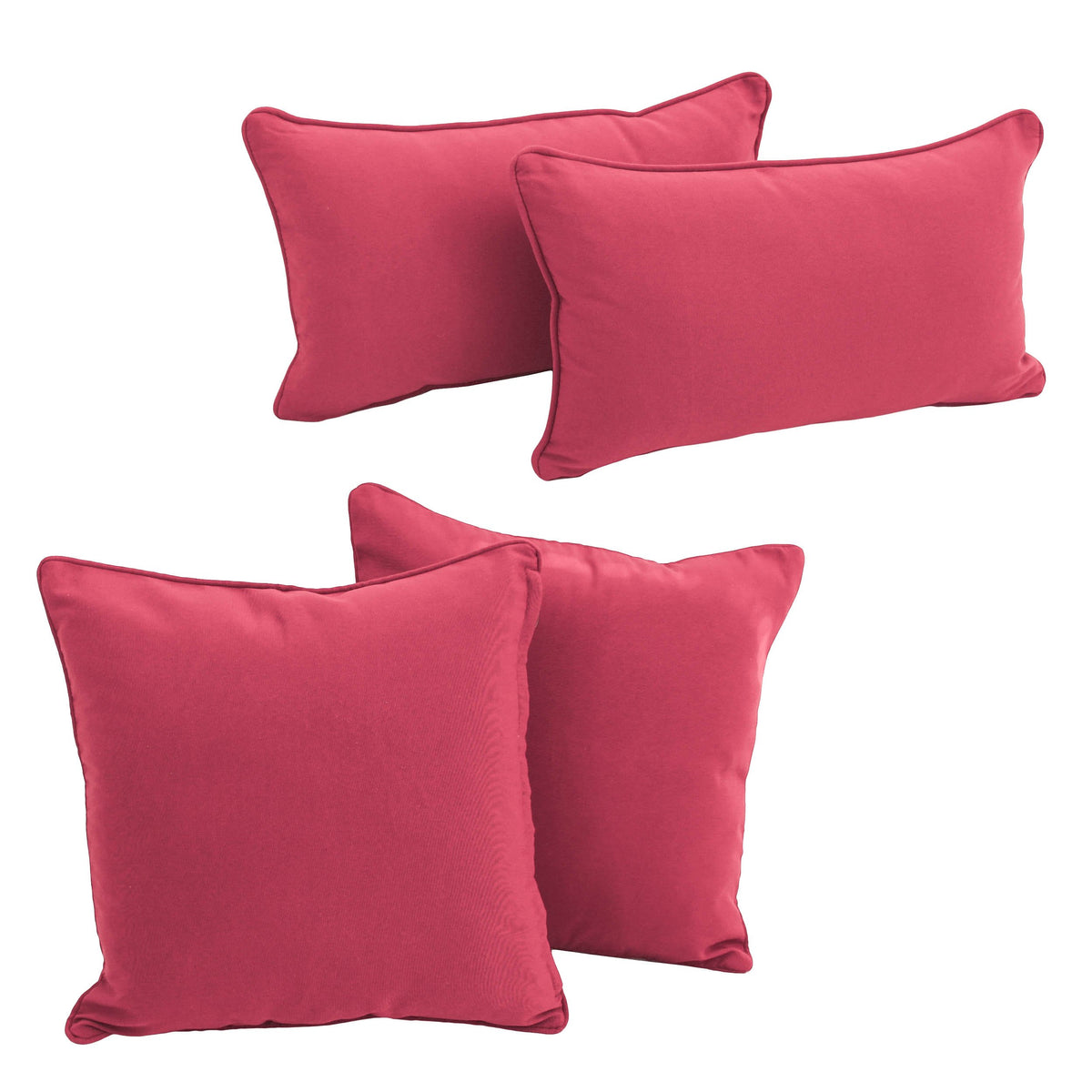 Blazing Needles Corded Twill Throw Pillow Set, Bery Berry 4 Count