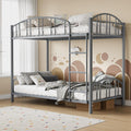 GarveeHome Metal Bunk Bed Twin Over Twin, Heavy Duty Bunkbeds Frame with Arched Guardrail and Safety Ladder, Sturdy Steel Bed fo