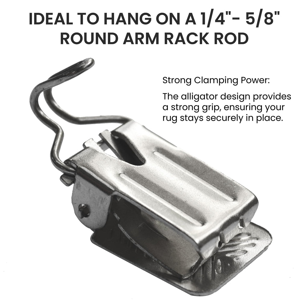 Andustrial - Small Durable Clips/Clamps For Displaying Rugs, Shawls, Leather Hides, Quilts, Mats - Hangs On 1/4' - 5/8' Round