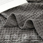 Phf Ultra Soft Waffle Weave Blanket Queen Size 90'X 90'- Washed Lightweight Breathable Cozy Woven Blanket For Bed - Aesthetic Decor For Couch Bedding Sofa Home Car - Grey