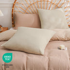 Phf 100% Cotton Waffle Throw Pillow Covers 24'X24', No Filling, 2 Pack Elegant Home Decorative Square Throw Pillow Covers For Bed Couch Sofa,Linen