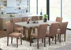 East West Furniture V797Ab747-9 9 Piece Dining Table Set Includes A Rectangle Kitchen Table With V-Legs And 8 Light Sable Linen Fabric Upholstered Chairs, 40X72 Inch, Multi-Color