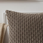 Kevin Textile Pack Of 2 Corduroy Decorative Throw Pillow Covers 18X18 Inch Soft Boho Striped Pillow Covers Modern Farmhouse Home Decor For Spring Sofa Living Room Couch Bed Light Brown