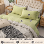 Pure Era Jersey Knit 4Pc Bed Sheet Set 100% T-Shirt Cotton Super Soft Comfy Breathable Fits Mattress Up To 20'' Extra Deep Pocke