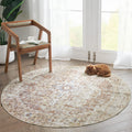 jinchan Round Rug 5ft Washable Rug Area Rug Vintage Rug Indoor Floor Cover Print Distressed Brick Red Multi Circle Rug 5 Round 