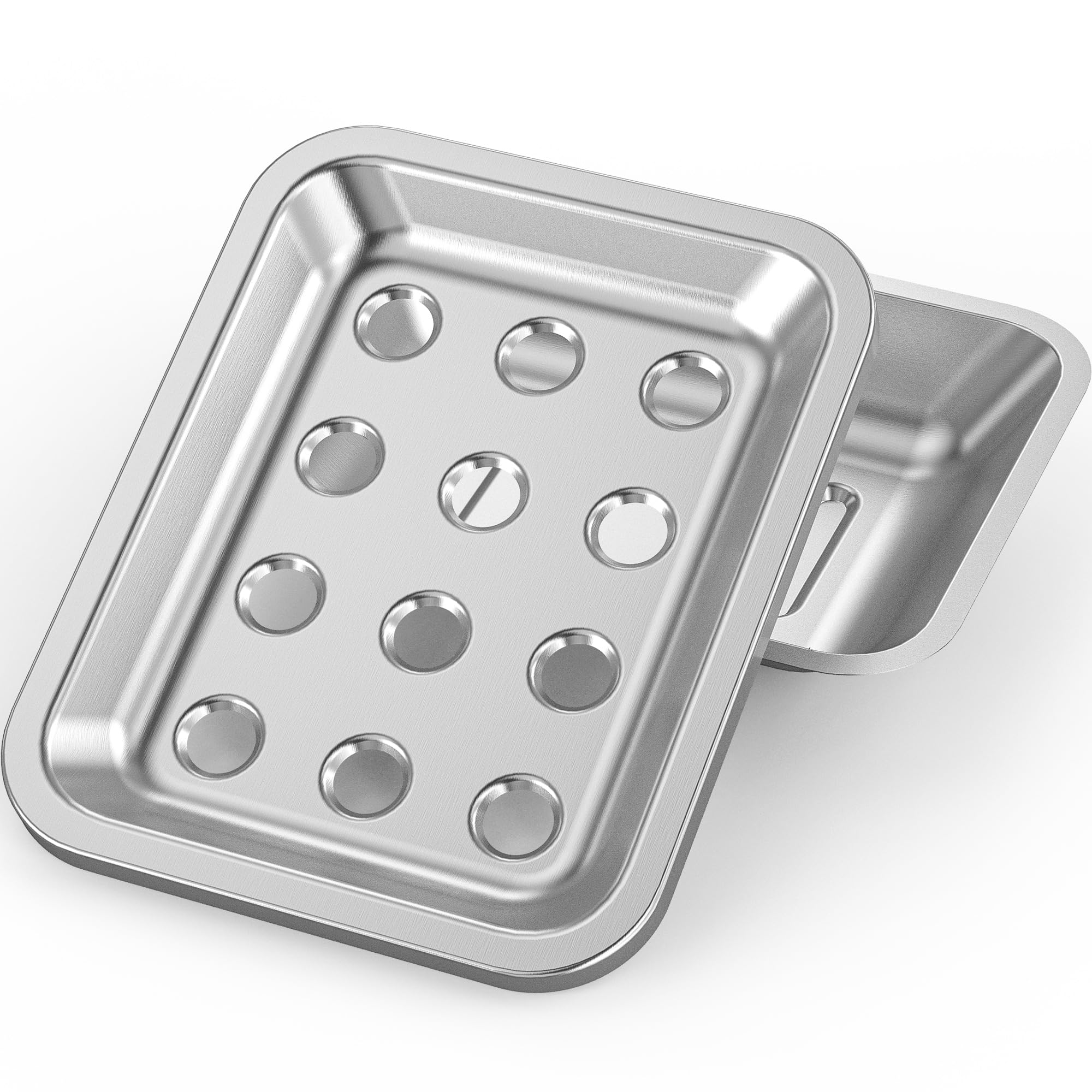 FUKANG Soap Dish,Large Size Stainless Steel Soap Dish,Double Layer Draining Metal Soap Box for Bathroom Shower and Kitchen Sink