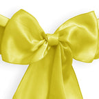 Lann'S Linens - 30 Elegant Satin Wedding/Party Chair Cover Sashes/Bows - Ribbon Tie Back Sash - Yellow