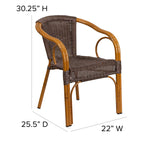 Flash Furniture Cadiz Series Red Bamboo-Aluminum Indoor-Outdoor Restaurant-Patio Chair With Dark Brown Rattan