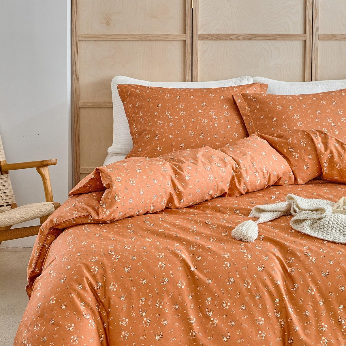 Orange Floral Duvet Covert Twin Xl Garden Style Cotton Comforter Cover Floral Print Flower Botanical Duvet Cover Girls Floral Te