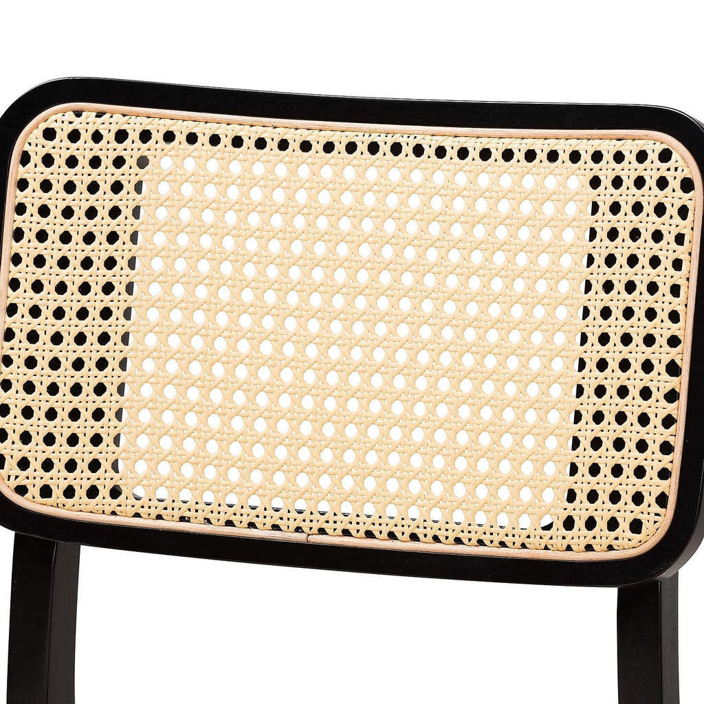 Baxton Studio Dannon Mid-Century Fabric Dining Chair, Cream/Black/Light Brown, 2/Set (234-2P-13296-HT)