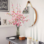 Obbsie 4Pcs Artificial Cherry Blossom Flower Branches, 39.4' Fake Silk Pink Cherry Blossom Tree Stems Faux Cherry Flowers Vase