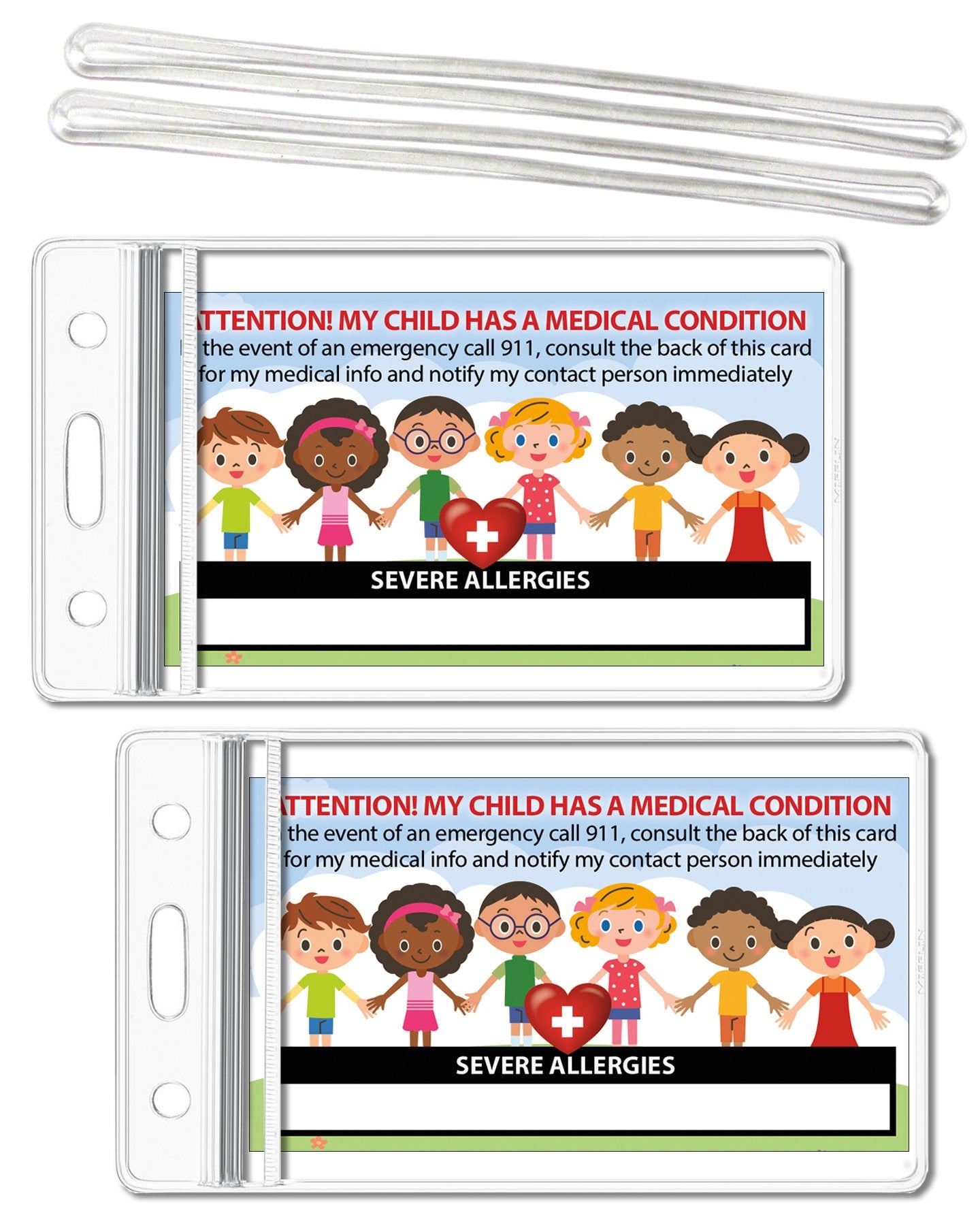 Tlc Safety By Design My Child Has Severe Allergies Set Of 2 Medical Alert In Case Of Emergency Identification Cards With Sealabl