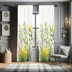Ambesonne Nature Window Curtains, Dream Garden Scene Leafy Huddle with Blush Tone Flower Details Print Boho, Lightweight Decor 2