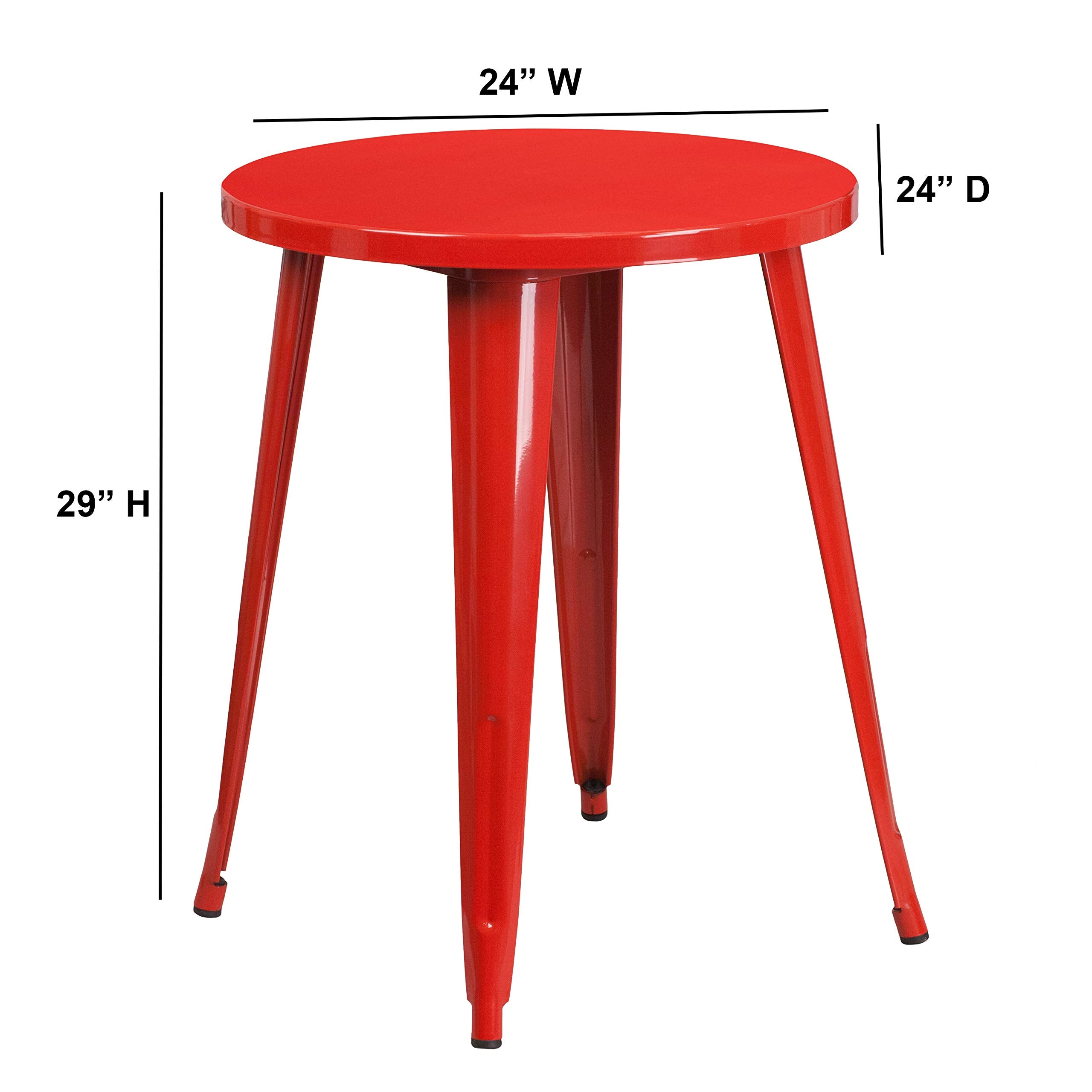 Flash Furniture Webb Commercial Grade 24&quot; Round Red Metal Indoor-Outdoor Table