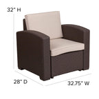 Flash Furniture Seneca Chocolate Brown Faux Rattan Chair with All-Weather Beige Cushion