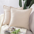 Madizz Set Of 2 Short Chenille Throw Pillow Covers 20X20 Inch Beige Soft Decorative Cushion Cover For Sofa Bedroom Pillow Shell