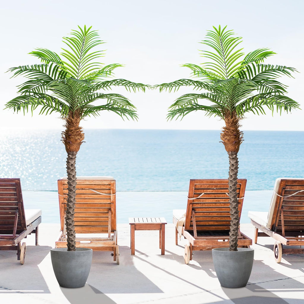 Keeplush 7ft Tall Artificial Phoenix Palm Tree for Outdoor Indoor Decor, Large Faux Coconut Silk Palm Tree Tropical Fake Tree Pe