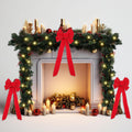 6 Pcs Set 9 Feet Prelit Christmas Garland with Lights and 5 Giant Red Christmas Bows 50 LEDs Battery Operated Christmas Garland 