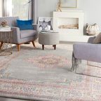 Nourison Passion Grey 9' X 12' Area Rug, Boho, Traditional, Easy Clean, Non Shedding, Bed Room, Living Room, Hallway (9X12)