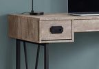 Monarch Specialties Laptop Table With Drawers-Industrial Style-Metal Legs Computer Desk Home & Office, 48" L, Taupe Reclaimed Wood Look
