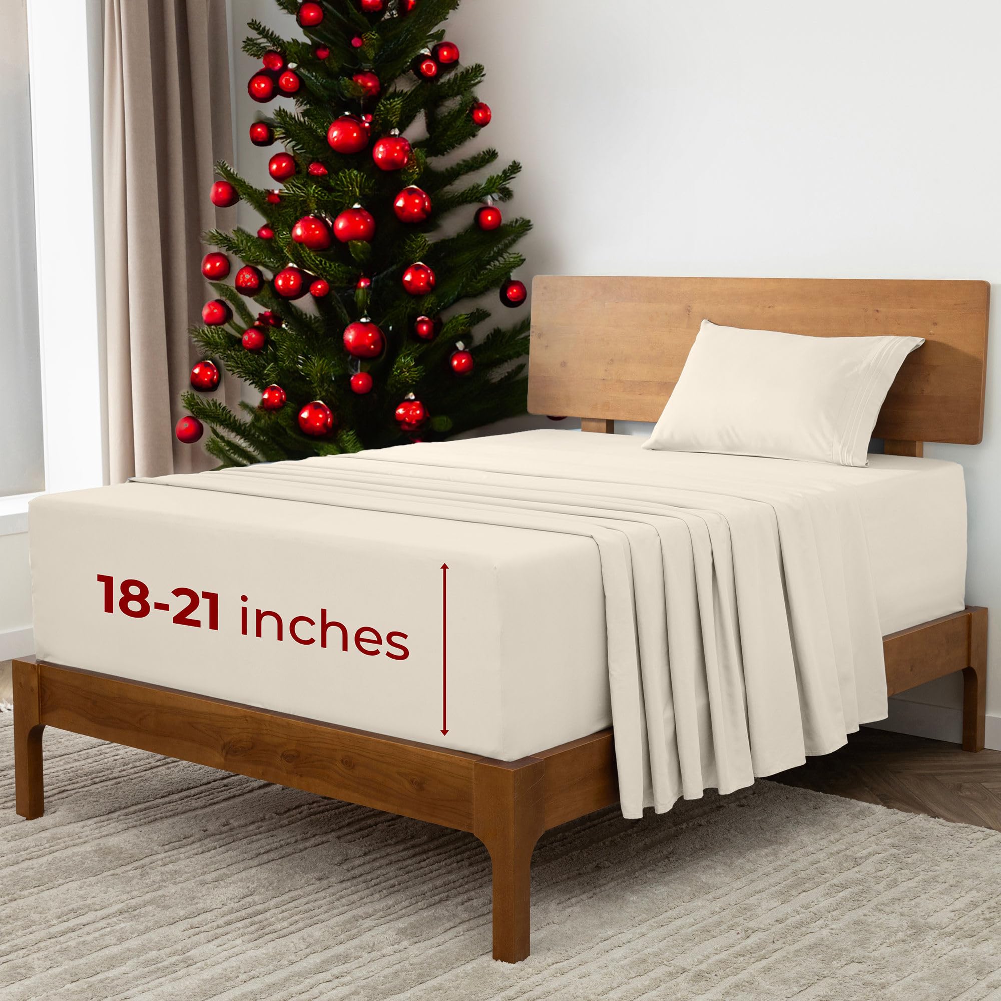 Mellanni Extra Deep Twin Xl Sheets - 3 Pc Iconic Collection Bedding Sheets & Pillowcases - Luxury, Ultra Soft, Cooling Bed Sheet