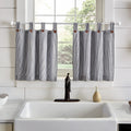 Elrene Home Fashions Tucker Ticking Stripe Tier Window Curtains for Kitchen or Bathroom, 30' x 36', Set of 2, Gray